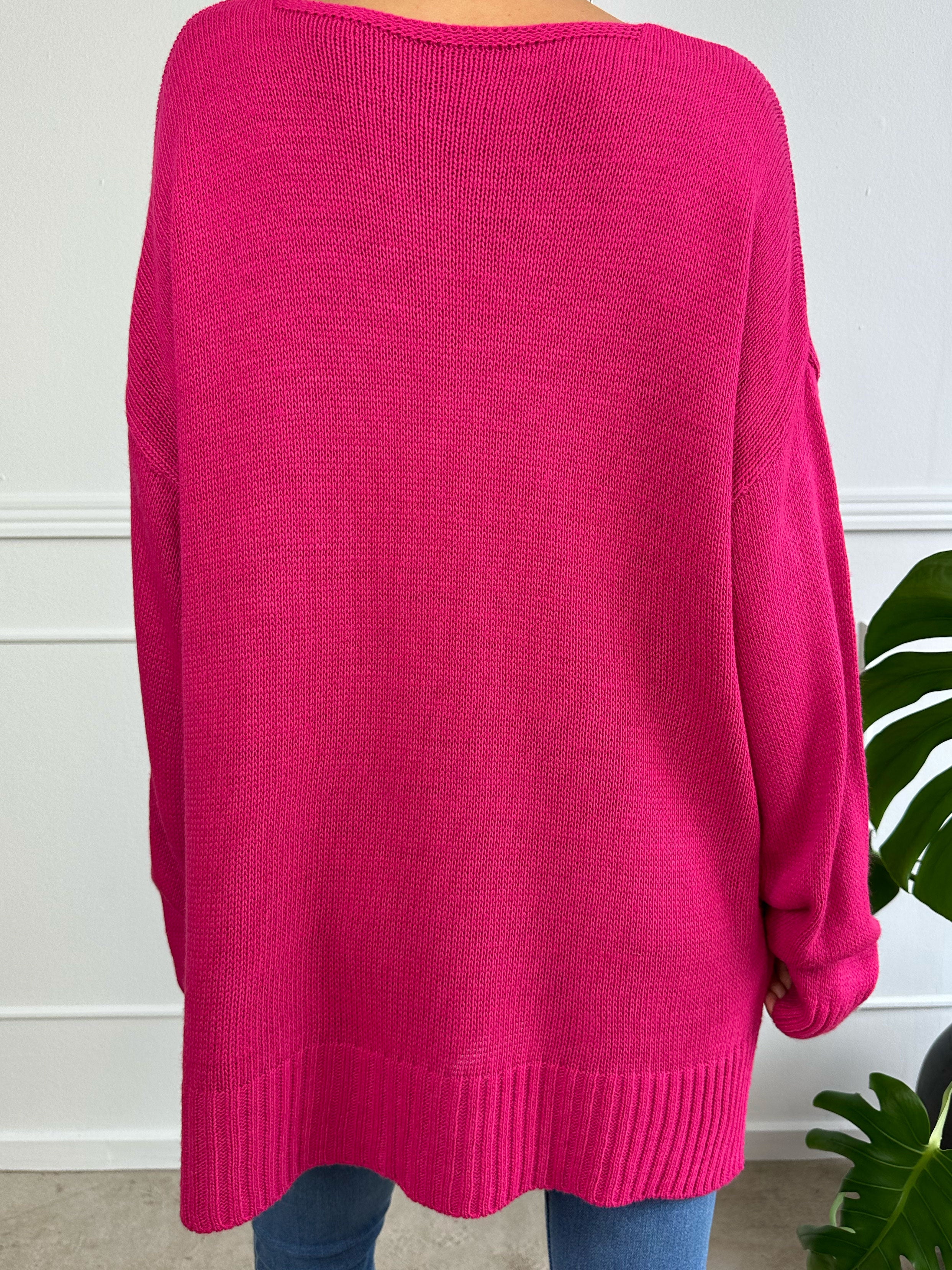 Shaima - Simpel oversized strik med lommer